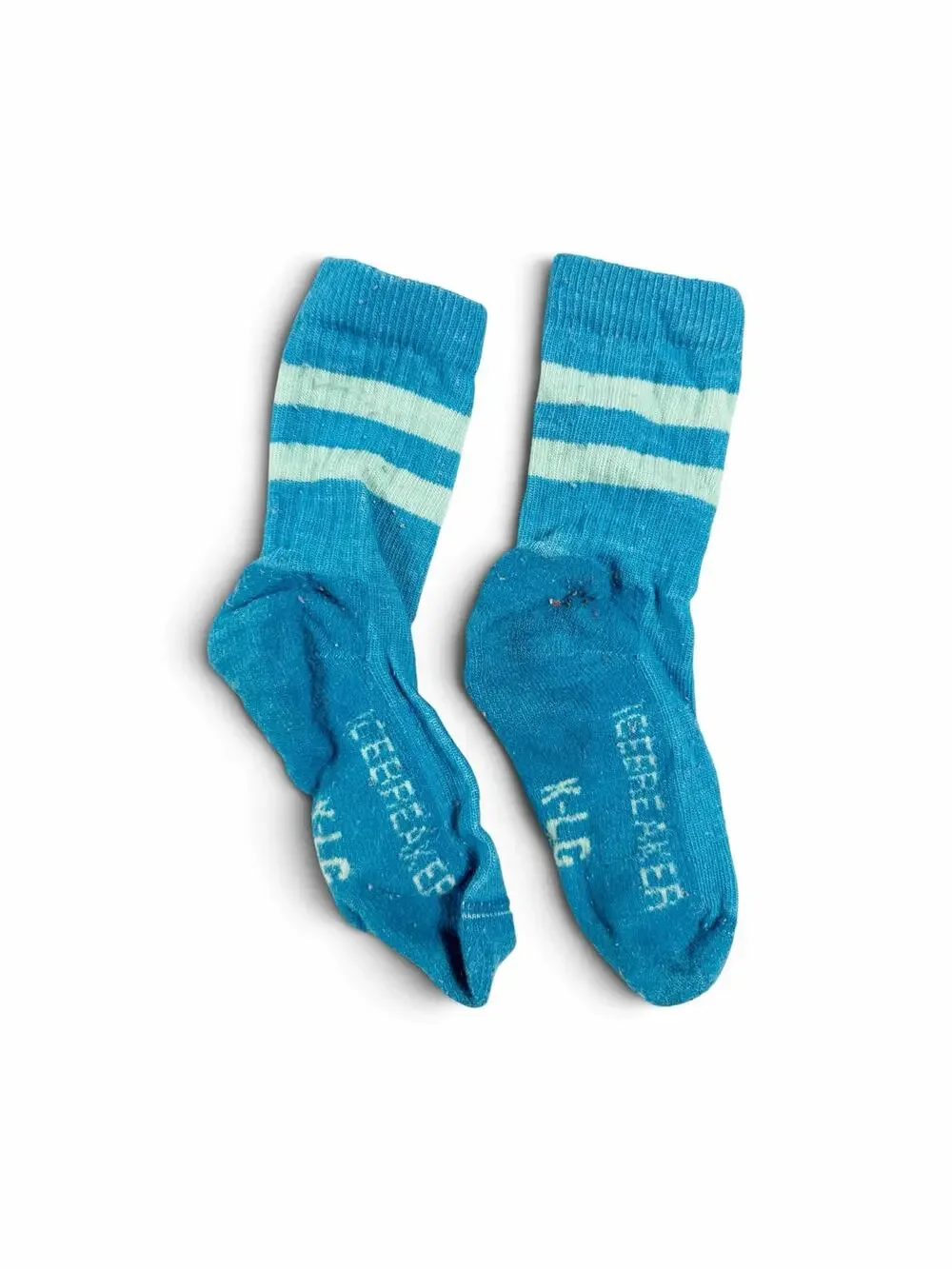 Icebreaker Kids Merino Wool Striped Crew Socks Blue Size Large shoe 12.5-1